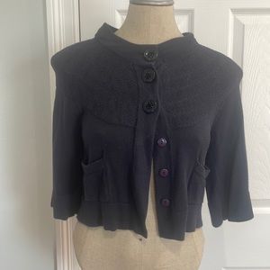 Fossil sweater cropped button cardigan navy blue cotton, women’s size small S
